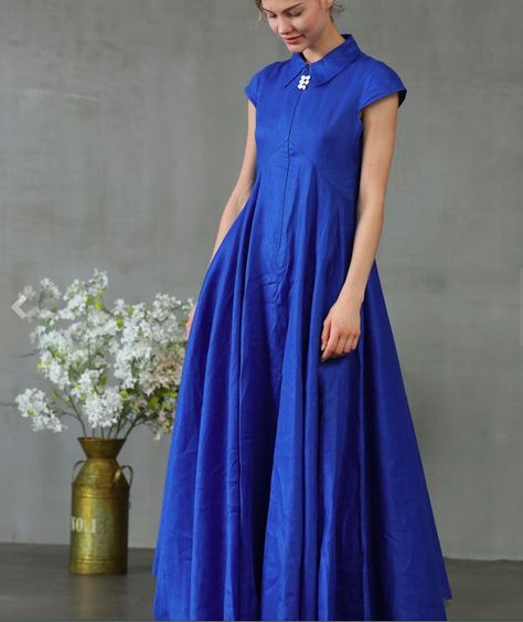 Linennaive - Etsy Maxi Cocktail Dress, Navy Evening Dresses, Dress To Impress Outfits, Cocktail Dress Blue, Dress Shirt Dress, Marine Uniform, Blue Maxi Dress, Dress Linen, Cocktail Evening Dresses