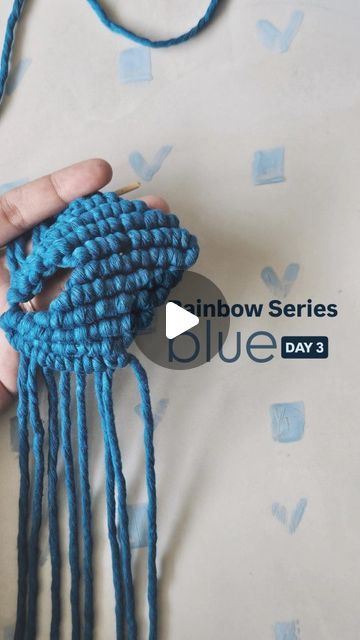 Agrima Wadhwa on Instagram: "Rainbow Series 🌈 
Blue | DAY 3

Macramé Shell Pattern
Yarn - 4mm single strand yarn
Length - 2m
Total small cords - 4

DM for workshops and products

#macrame ##macramemakers #macramelove #india #instagood #instagram #handmade #sustainability #macramekeychain #learnsomethingneweveryday #indian #artistsoninstagram #diy #macramecommunity #knots #explorepage #100daysofmacrame #india" Blue Day, Learn Something New Everyday, Macrame Patterns Tutorials, Shell Pattern, Strung Beads, Macrame Patterns, Macrame, Sustainability, Yarn