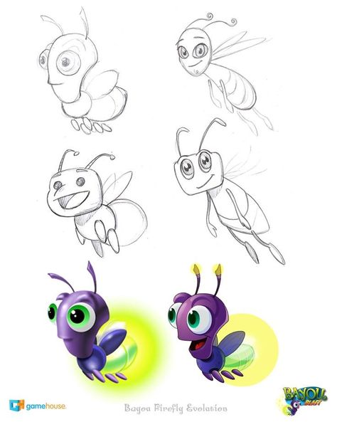 image Cartoon Firefly, Firefly Cartoon, Firefly Character, Firefly Drawing, Tinkerbell Characters, Bug Cartoon, Bee Sketch, Bugs Drawing, Firefly Art