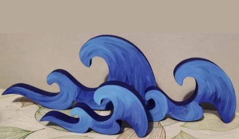 Set of 3 Waves - Etsy Waves Decoration Ocean Themes, Sea Creature Decor, Sea Monster Halloween Decor, Under The Sea Set Design, Under The Sea Props, Under The Sea Parade Float, Set Sail Vbs Decorations, Under The Sea Float, Set Sail Vbs