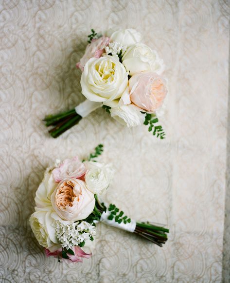 Love these small bridesmaids bouquets! Maybe wrapped in mint ribbon? Small Bridesmaid Bouquets, Small Wedding Bouquets, Austin Rose, Hand Bouquet, David Austin, Small Bouquet, Bridesmaid Flowers, Wedding Videographer, Southern Wedding