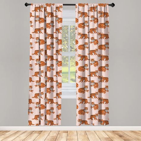 East Urban Home Polyester Room Darkening Sliding Panel Pair | Wayfair Safari Room, Modern Windows, Rod Pocket Curtain Panels, Garden Doors, Rod Pocket Curtains, Sliding Panels, Dining Room Bedroom, Animal Wallpaper, Curtain Panels