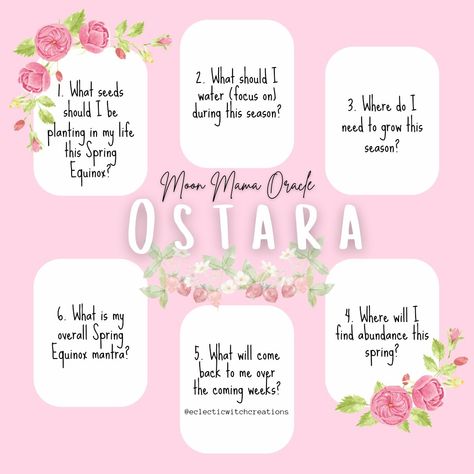 Spring Solstice Tarot Spread, Ostara Oracle Spread, Ostara Spread Tarot, Easter Tarot Spread, Spring Equinox Tarot Spread, Ostara Journal Prompts, Spring Tarot Spread, Ostara Tarot Spread, Ostara Activities