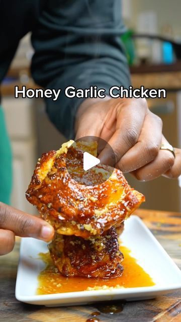 445K views · 34K likes | Izahya Thomas on Instagram: "Full Recipe Below

Honey Garlic Chicken 🍗 

Seasoning:
Salt
Black pepper
Paprika
Lemon zest

Sauce:
Butter
Honey 
Soy sauce
Minced Garlic
Lemon juice

Season your chicken with salt, black pepper, paprika, and lemon zest.

Oil your pan and once it’s hot, place your chicken in skin side down until crispy then flip, and let cook for another 3 minutes before placing in a 375 degree oven for 10-15 minutes.

For the sauce add in some butter and once it melts start adding in some honey. Once your butter and honey become incorporated add in your garlic and let simmer for 2 minutes.

Then add in a splash of soy sauce and lemon juice!

#chicken #honeygarlic #mealprep #weightloss #explorepage✨" Lemon Pepper Chicken Breast, Air Fryer Recipes Chicken Breast, Honey Garlic Chicken Thighs, Chicken Grilled, Bake Chicken, Honey And Soy Sauce, Honey Garlic Sauce, Butter Honey, Seasoning Salt