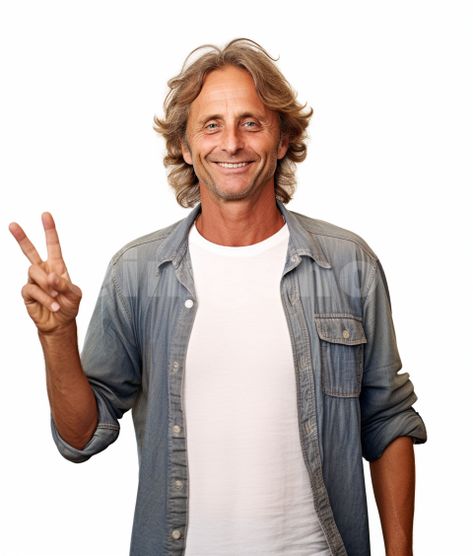 Man with a peace sign smiling at camera Peace Sign Reference, The Peace, Peace Sign, Free Image, Camera Photo, White Shirt, A Man, Signs, High Quality