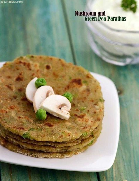 Mushroom and Green Pea Parathas recipe, Achaar Recipes | Paratha Recipes Recipe Mushroom, Mushroom Vegetable, Low Gi Foods, Indian Veg Recipes, Paratha Recipe, Stuffed Mushroom, Paratha Recipes, Indian Breakfast, Green Peas