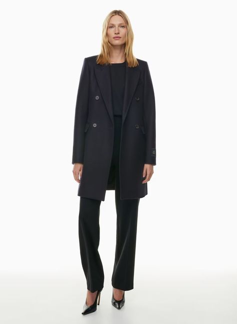 THE CONSTANT™ MID COAT - Double-breasted melton wool-cashmere coat Short Bra, Wind Protection, Double Breasted Coat, Cashmere Coat, Sweater And Shorts, Bike Shorts, Denim Shirt, Bra Tops, Leotards