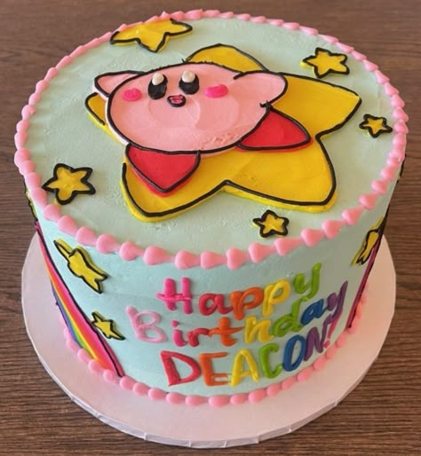 Kirby Cakes Birthday, Kirby Cake, Kirby Party, Kirby Birthday, Nintendo Birthday Party, Graham Cake, Pikachu Cake, 14th Birthday Cakes, Peanuts Birthday