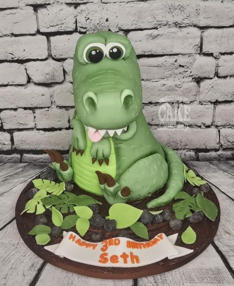 dinosaur 3D novelty sculpted cute finished-min 3d Dinosaur Cake, Dino Torte, Crocodile Cake, Dinosaur Cakes, Jurassic Park Party, Dino Cake, 3d Dinosaur, Dinosaur Birthday Cakes, Tamworth