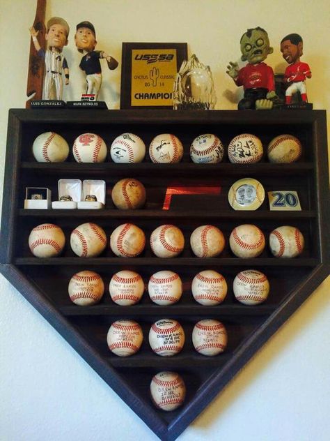 Homerun ball case. Great idea. Homerun Ball Ideas, Mlb Stadiums, Ball Ideas, Dream Trip, Home Run, Kids Decor, Man Cave, Projects To Try, Bedroom Decor