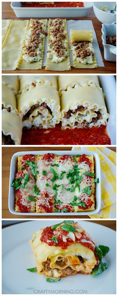 3-Cheese Lasagna Roll-Ups with Sausage Recipe - Sooo yummy for dinner! Recipes For Dinner Sausage, Sausage Lasagna Roll Ups, Lasagna Zucchini Boats, Pasta Recipes For Dinner, Lasagna Zucchini, Dinner Sausage, Lasagna Roll Ups, Sausage Lasagna, Lasagna Roll