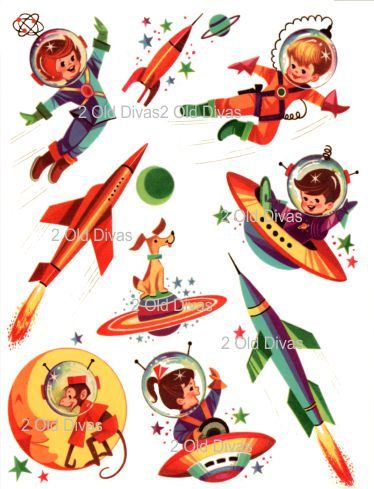 1950s Retro Rocket Kids Waterslide Decals Space Ship by 2olddivas Rocket Kids, Tall Dog, Space Decals, Rockets For Kids, Retro Rocket, 1950s Retro, Tall Boy, Waterslide Decals, Ligne Claire