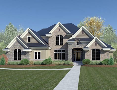 Plan 920-44 - Houseplans.com Old Traditional House, Cogic Fashion, Plot Ideas, Bloxburg Exterior, Riverside House, Houses Ideas, Suburban House, Craftsman Style House, Traditional House Plan