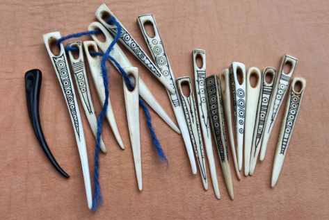 Bone needles from walrus tusk Bone Needle, Walrus Tusks, Bones, Thread