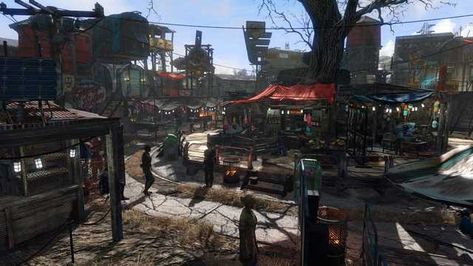 [Photo gallery] Sanctuary Capital City (350-400 hours spent building) Any critique is more than welcome!! - Imgur Fallout 4 Sanctuary, Fallout 4 Settlement, Fallout Four, Fallout Settlement, Fallout 4 Settlement Ideas, Fallout 4 Mods, Fall Out 4, Building Concept, Fandom Games