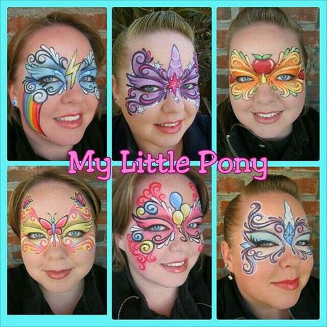 Swirls and curls board Rarity Makeup, Mask Face Paint, Fluttershy Pinkie Pie, Girl Face Painting, My Little Pony Birthday Party, Little Pony Birthday Party, My Little Pony Costume, My Little Pony Party, Kids Face Paint