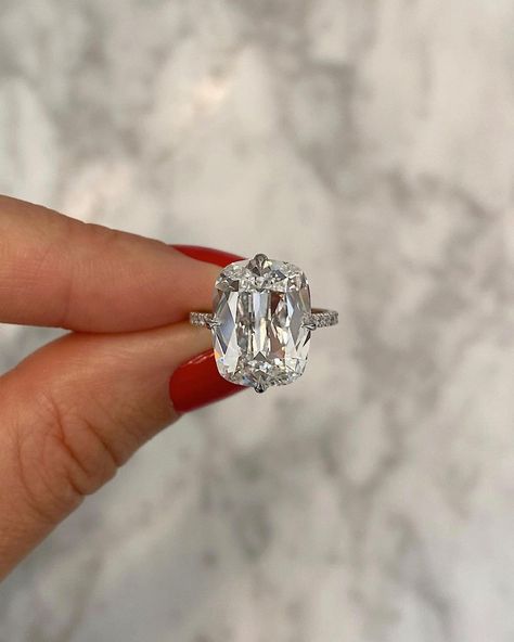 Mine Cut Engagement Ring, Old Mine Cut Engagement Ring, Ring Goals, Antique Cushion Cut, Rare Diamond, Antique Cushion, Ring Inspo, White Elegance, Cute Engagement Rings