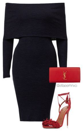 "Black x Red" by efiaeemnxo ❤ liked on Polyvore featuring Franklin, Aquazzura and Yves Saint Laurent