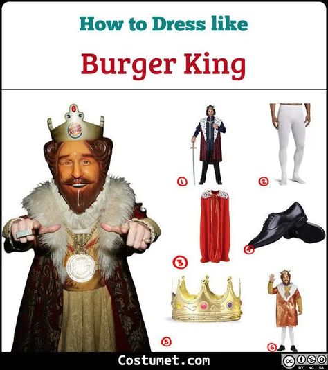 Burger King Costume for Cosplay & Halloween 2020 Burger King Costume Diy, Burger King Halloween Costumes, Burger King Costume, King And Queen Costume, Burger Costume, Viking Makeup, King Costume, 2023 Halloween, Costume For Halloween