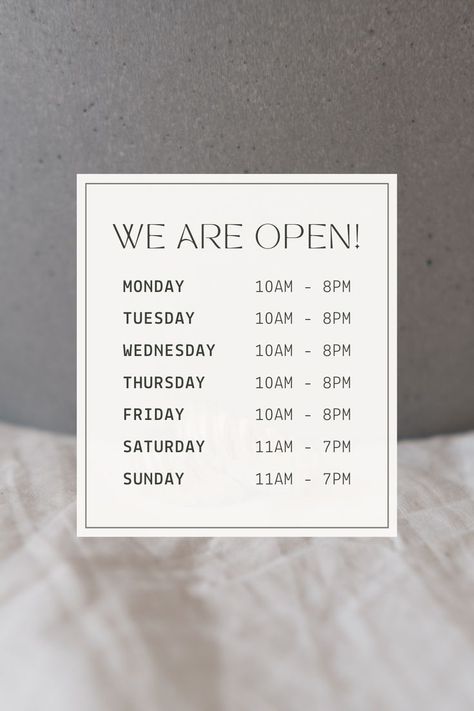 Minimalist Shopping, Pin Template, Shop Opening, Neutral Aesthetic, Aesthetic Minimalist, Opening Hours, Pinterest Pin, Window Design, Design Details