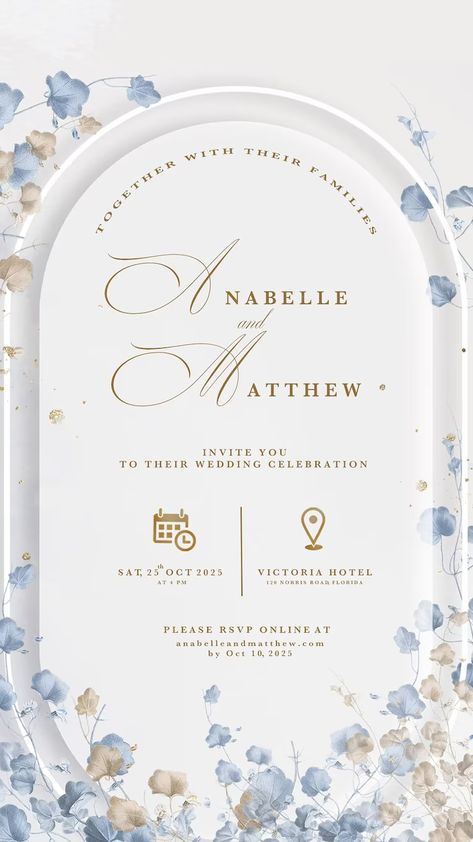 Wedding Invitation Blue, Wedding Illustration Card, Digital Wedding Invitations Templates, Engagement Invitation Cards, Engagement Invitation Template, Invitation Card Birthday, Elegant Wedding Invitation Card, Wedding Card Frames, Digital Invitations Wedding