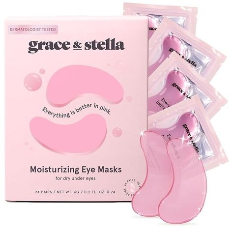 Amazon.com: grace & stella Award Winning Under Eye Mask (Pink, 24 Pairs) Reduce Dark Circles, Puffy Eyes, Undereye Bags, Wrinkles - Gel Under Eye Patches - Birthday Gifts for Women - Vegan Cruelty-Free Self Care : Beauty & Personal Care Best Eye Patches, Under Eye Masks, Wife Day, Undereye Bags, Skincare Wishlist, Gift For Self, Feeling Alive, Under Eye Patches, Birthday Things