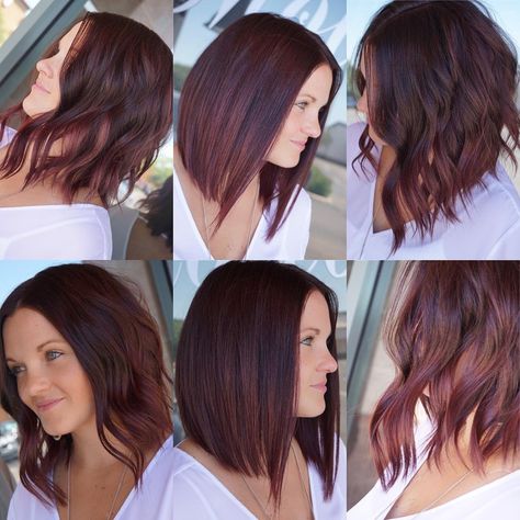 Versatile Sexy Long Bob with Burgundy Color - The Latest Hairstyles for Men and Women (2020) - Hairstyleology Burgundy Brown Hair, Red Highlights, Fresh Hair, Beauty Inspo, Burgundy Hair, Bob Hair, Long Bob, Girly Stuff, Latest Hairstyles