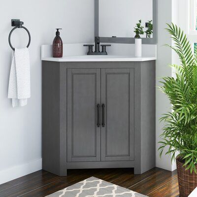 Small Bathroom Ideas Corner Sink, Corner Vanities Bathroom, Small Vanity In Bathroom, Small Powder Room Corner Sink, Tiny Bathroom Corner Sink, Corner Sink Bathroom Ideas, 24inch Bathroom Vanity, Small Corner Vanity Bathroom, Corner Sinks For Small Bathrooms