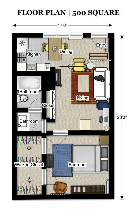 ikea 400 square foot apartment floor plan - Yahoo Image Search Results 500 Sq Ft House, 800 Sq Ft House, Studio Apartment Floor Plans, Square House Plans, Guest House Plans, Small Floor Plans, 1 Bedroom House, Apartment Floor Plan, Small House Floor Plans