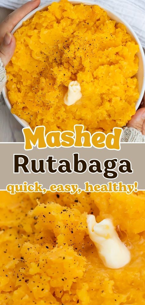 Step up your side dish game with this healthy mashed rutabaga recipe. Learn how to make mashed rutabaga that's keto-friendly and vegan, with no compromise on taste. This recipe are packed with flavor and are a great alternative to traditional mashed potatoes, fitting beautifully into a low-carb or dairy-free lifestyle. Perfect for meal prep or a special family dinner, this mash are sure to be a hit. Rutabaga And Carrot Recipes, Rudabega Recipes, Mashed Turnip Recipes, Mashed Rutabaga Recipes, Mashed Turnips, Mashed Rutabaga, Rutabaga Recipes, Turnip Recipes, Parsnip Puree