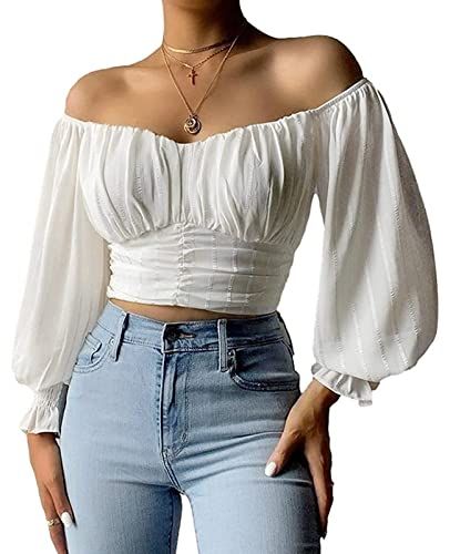 Shawntá Johns's Amazon Page Womens Tops Dressy, Chic Type, Blouse Material, Womens Tops Summer, Puff Sleeve Blouse, Womens Long Sleeve Shirts, Trend Fashion, Chiffon Shirt, One Shoulder Tops