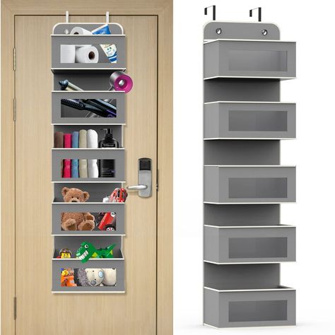 Aqash Over Door Storage Hanging Organiser - 5 Clear Window Pockets Organizer For Toys, Wallets And Towels, Grey (Grey) : Amazon.co.uk: Home & Kitchen Door Storage Ideas, Over Door Storage, Door Hanging Storage, Hanging Storage Pockets, Hanging Wall Organizer, Airing Cupboard, Cubby Shelf, Over The Door Organizer, Inside Doors