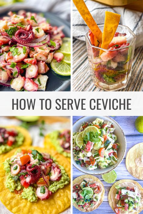 Ceviche Appetizers, Seviche Recipes, Meal Appetizers, Ceviche Fish, Crispy Sweet Potato Chips, Mexican Ceviche, Shrimp Ceviche Recipe, Best Side Dish, Plating Ideas