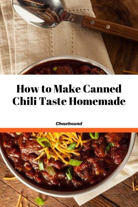 Canned Chili Ideas, Canned Chili Beans Recipes, Can Chili Recipes Simple, Recipes With Hormel Chili, 7 Can Chili Recipe, Can Chili Recipes, Canned Chili Recipes, Hormel Chili Recipe, Chili Starter