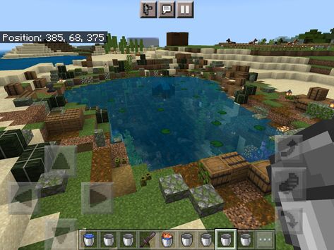 my creative world axolotl pond. home to over 50 brown axolotls <3 Axolotl Pond Minecraft, Pond Minecraft, Minecraft Axolotl, Pond Home, Aesthetic Minecraft, Over 50, Minecraft