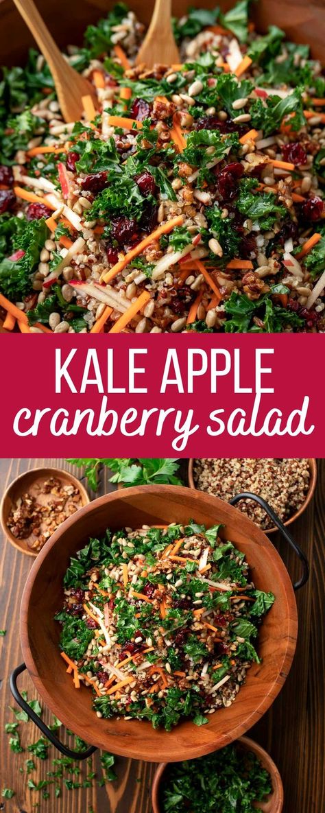 kale apple cranbery salad photo collage