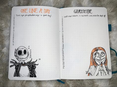 Nightmare Before Christmas Bujo, Fall Bujo, December Bujo, Christmas Bullet Journal, Journal Goals, Journal Things, Journal Bullet, Page Decoration, Beauty Room Design