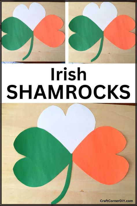 Picture of Irish shamrock craft for kids for St. Patrick's Day. Around The World Crafts For Kids, Celebrations Around The World, Shamrock Craft, Kindergarten Party, Saint Patricks Day Art, St Patricks Crafts, Flag Crafts, St Patricks Day Crafts For Kids, Irish Crafts