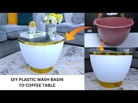 PLASTIC WASH BASIN TRANSFORMED TO COFFEE TABLE ~ RECYCLING PLASTIC DIY PROJECTS 2024. - YouTube Recycling Plastic, Plastic Bowls, Plastic Containers, Diy Table, Center Table, Wash Basin, Recycled Plastic, Coffee Tables, Home Diy