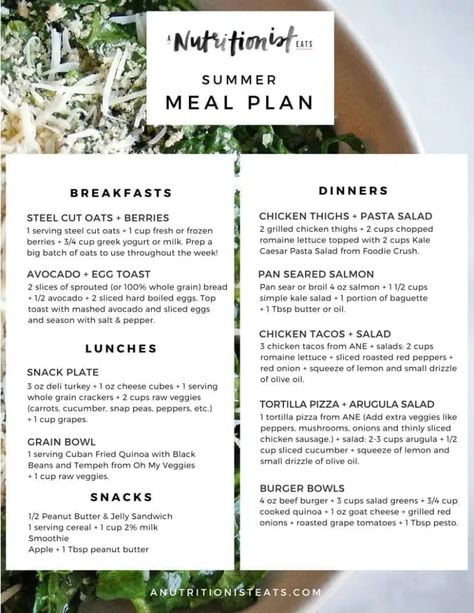 summer meal plan - My Everyday Table Summer Meal Plan, Camping Meal Planning, Flexitarian Diet, Avocado Toast Egg, Summer Meal Planning, Summer Meal, Foodie Crush, Healthy Summer Recipes, Healthy Summer