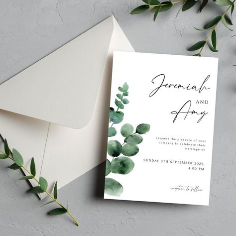 Greenery Gold Wedding Invitation, Eucalyptus Greenery Invitation Set, Sage Green Wedding Invite Template. - Etsy Switzerland Greenery Gold Wedding, Wedding Invite Template, Greenery Invitation, Gold Wedding Invitation, Sage Green Wedding, Eucalyptus Greenery, Minimal Wedding, Invite Template, Gold Wedding Invitations