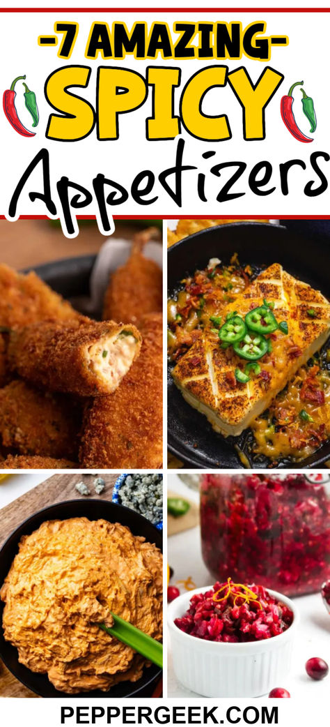 These spicy appetizers like jalapeno poppers and slow cooker buffalo chicken dip are perfect for game day, pot lucks or parties. The next time you need a delicious appetizer with a kick, try one of our favorite spicy recipes. Spicy Appetizers Easy, Spicy Food Recipes, Slow Cooker Buffalo Chicken Dip, Jalapeno Appetizer, Slow Cooker Buffalo Chicken, It Party, Spicy Appetizers, Indian Appetizers, Appetizer Ideas