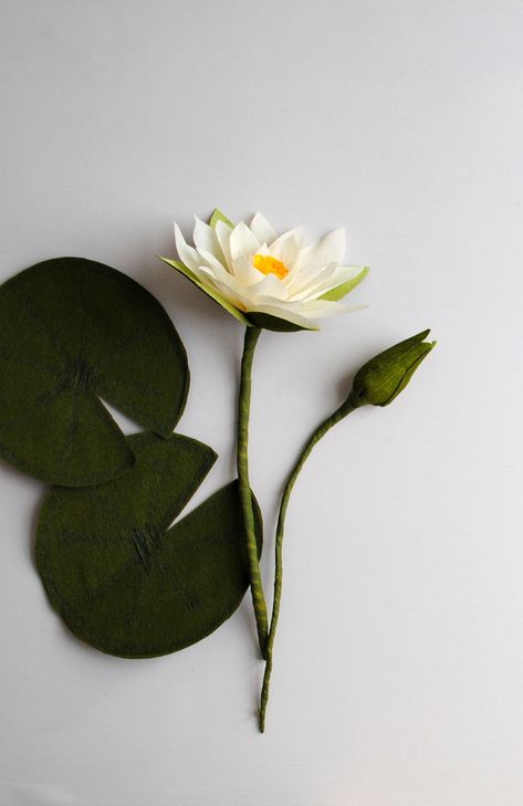 Common fragrant white water lily - Nymphaea odorata - made out of crepe paper. Coffee Filter Flowers Diy, Flower Making Crafts, Paper Projects Diy, Flowers In The Attic, Hanging Craft Ideas, Paper Flower Art, Hanging Craft, Paper Wall Hanging, Paper Plants