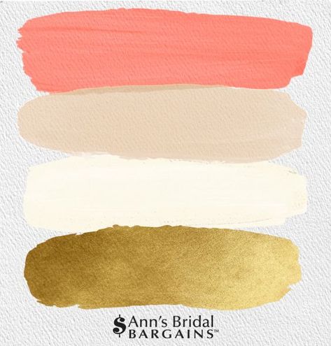 Coral Wedding Color Palette, Coral And Beige Wedding, Coral And Gold Bedroom, Coral Color Palette Colour Schemes, Wedding Color Palette With Gold, Colors That Go With Coral, Wedding Colors With Gold, Coral Color Wedding, Gold Wedding Palette