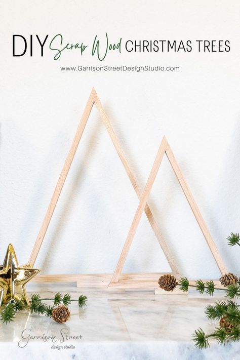 DIY Scrap Wood Christmas Trees | ©GarrisonStreetDesignStudio | DIY | Scrap Wood | Christmas Trees | Christmas Tree | Décor | Easy | Holiday | Decorations | Ideas | Wood | Scrap Wood Projects | Modern | Farmhouse | Nordic | Scandinavian | Neutral | Minimalist | How to make | Tutorial | Simple | Xmas | Craft | Wooden Christmas Trees DIY | Small DIY Wood Projects | Wooden Xmas Trees | Scrap Wood Christmas Projects | Wooden Christmas Tree Ideas | Christmas Wood Crafts | Inspiration | 2021 Wooden Christmas Tree With Ornaments, Triangle Wood Christmas Trees, 2x6 Wood Projects Diy, Scrap Wood Christmas, Red Flowers Garden, Wood Christmas Trees Diy, Wooden Christmas Trees Diy, Diy Scrap Wood, Wood Christmas Trees