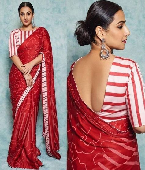 Striped Blouse Designs, Blouse Designs For Saree, Neck Models, Sari Blouses, Neck Patterns, Saree Blouse Neck Designs, New Saree Blouse Designs, New Blouse Designs, Sari Blouse Designs