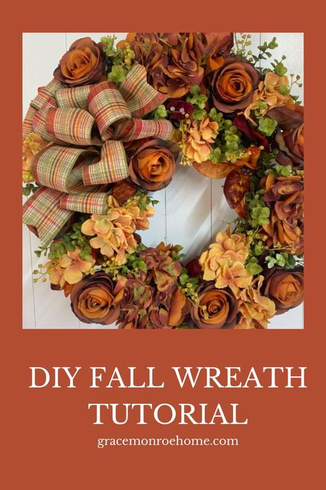 Tutorial on How To Make DIY Fall Wreath | Grace Monroe Home Grace Monroe, Fall Wreath Tutorial, Farmhouse Inspired Decor, Make A Wreath, Easy Fall Wreaths, Diy Fall Wreath, Wreath Tutorial, Create Diy, How To Make Diy