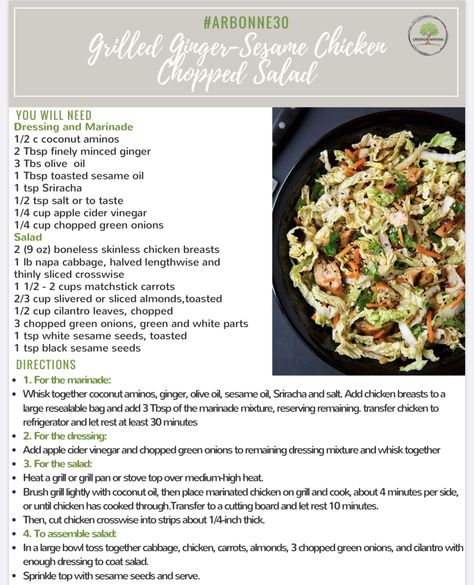 Sesame Chicken Chopped Salad, Arbonne Cleanse Recipes, Arbonne Cleanse, Arbonne Shake Recipes, 30 Days To Healthy Living, Arbonne Nutrition, Arbonne Recipes, Chicken Chopped Salad, Healthy Living Recipes