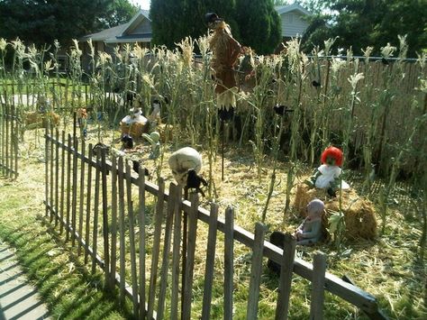 children of the corn Halloween scene inpiration by HF member Children Of The Corn Halloween Ideas, Campsite Halloween, Corn Decorations, Bears Nursery, Halloween Fence, Haunted Maze, Children Of The Corn, Samhain Halloween, Scary Stuff