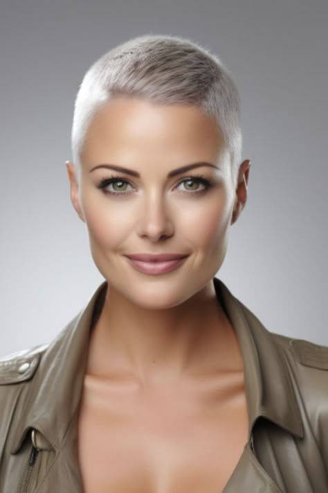 Silver Buzz Cut Women, Grey Buzzcut Women, Very Short Hair Styles For Women, Rihanna Short Hair Pixie, Very Short Hair Cuts For Women, Extra Short Hairstyle Women, Clipper Cuts For Women, Cropped Haircut For Women, Buzzcut Women Aesthetic